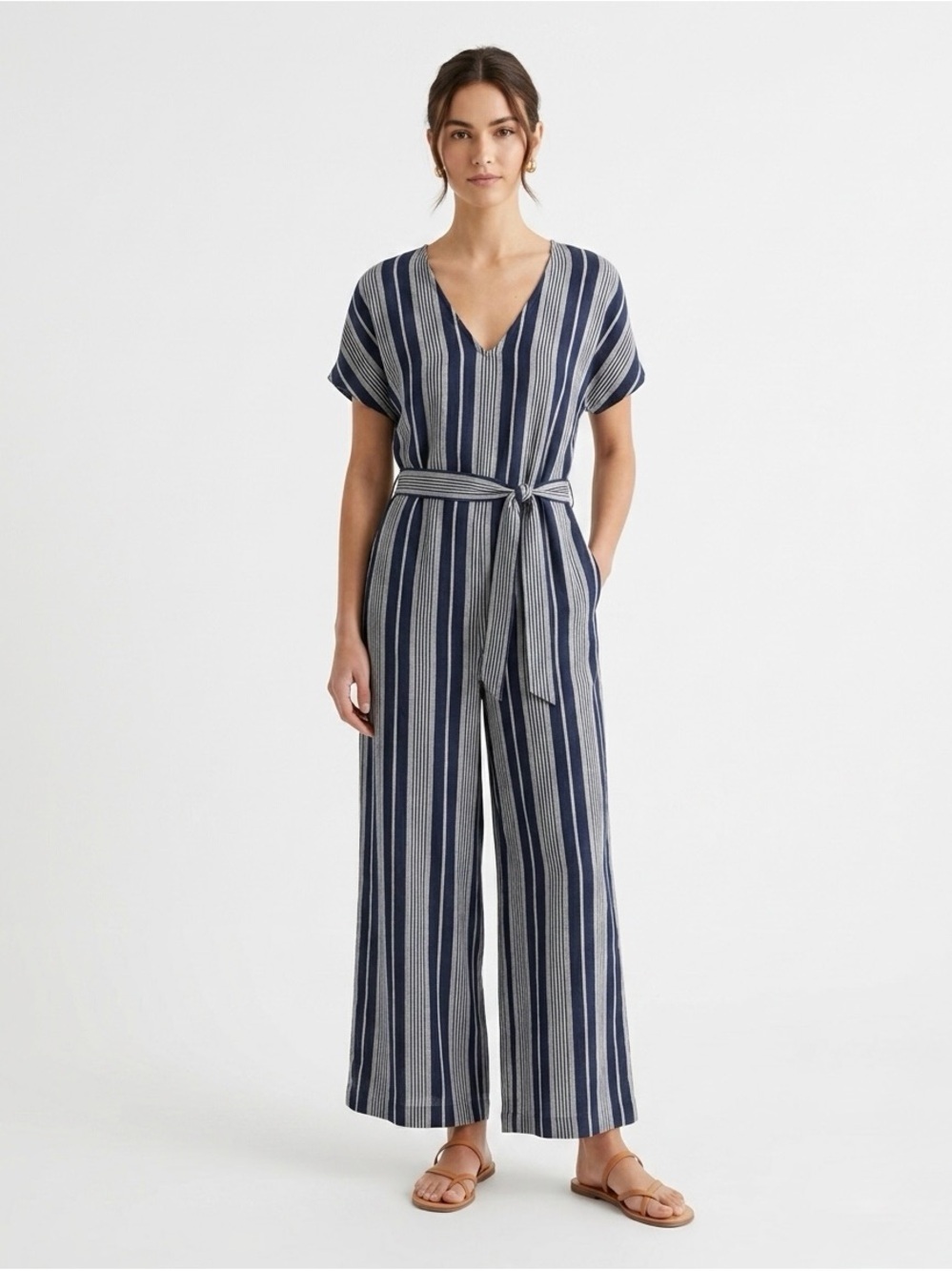 [Rails] Classic Stripe Linen Jumpsuit